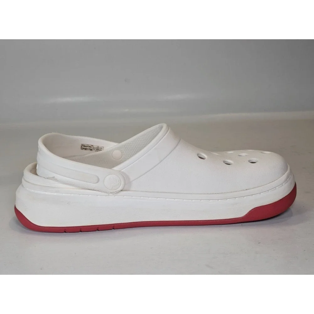 Crocs Crocband Men's Shoes Size 7 Women's 9 White‎ Red Slip On Clog 206122
